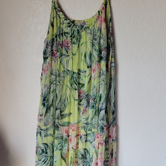 Elena Baldi Floral Green Maxi Dress Made In Italy Size XL - Picture 1 of 10